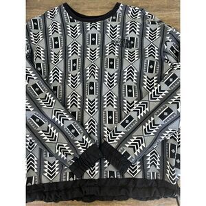 The North Face 92 Rage Fleece Crewneck Sweatshirt Black Aztec Print Men's Size L